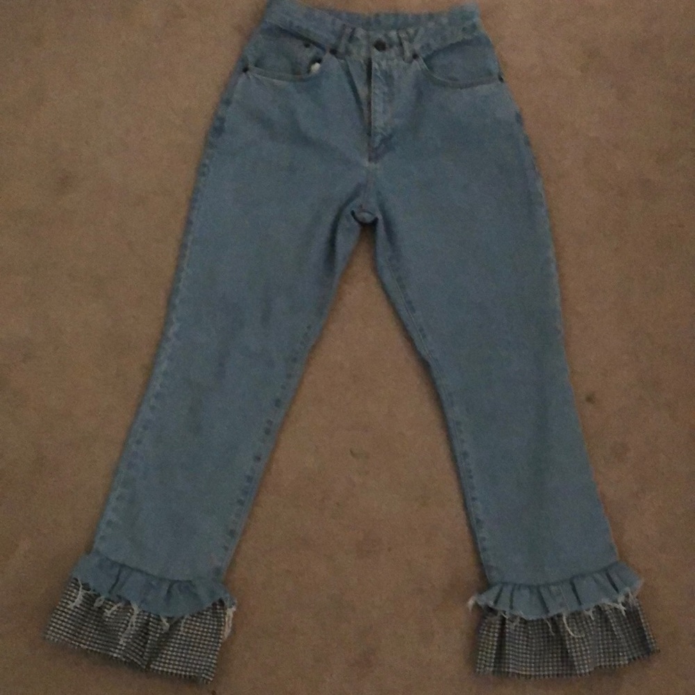 The Ragged Priest gingham ruffle jeans